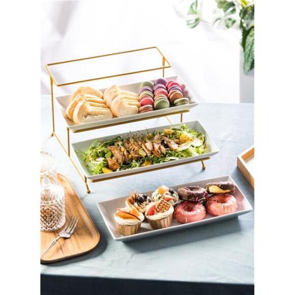 3 Tier Serving Stand and Platters Set Serving Platters with Collapsible Sturdier - Picture 7 of 8